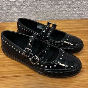 Converse Dainty Mary Jane Slip Studded Patent Leather Black Woman’s Sz 5 NEW